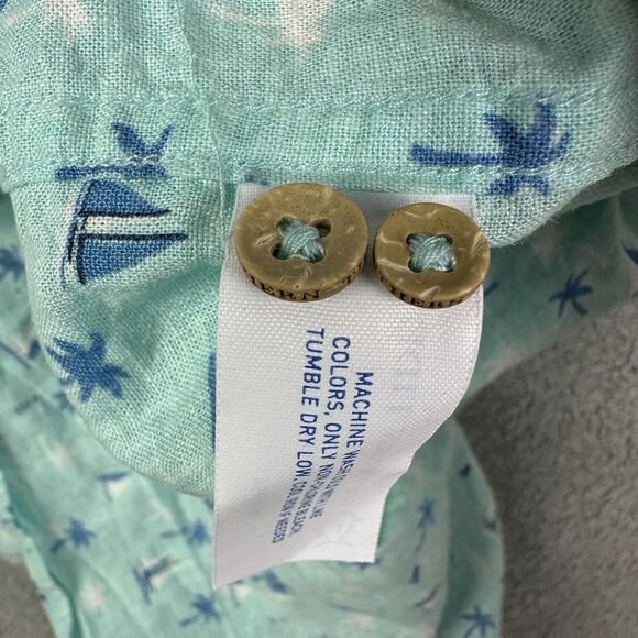 Southern Tide Shirt Mens Medium Seascape Print Linen Blend Hawaiian Resort Vaca - Picture 6 of 10